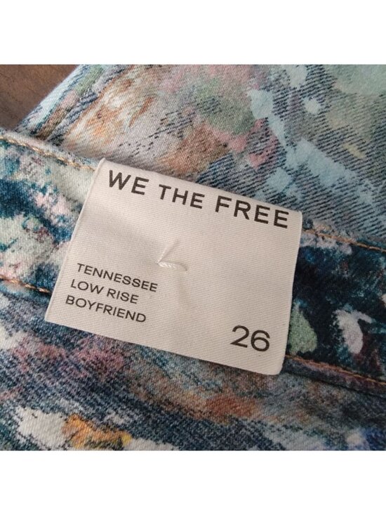 Free People Tennessee Low Rise Illusion Jeans Womens 26 Hand Painted 90s Retro - Picture 7 of 8